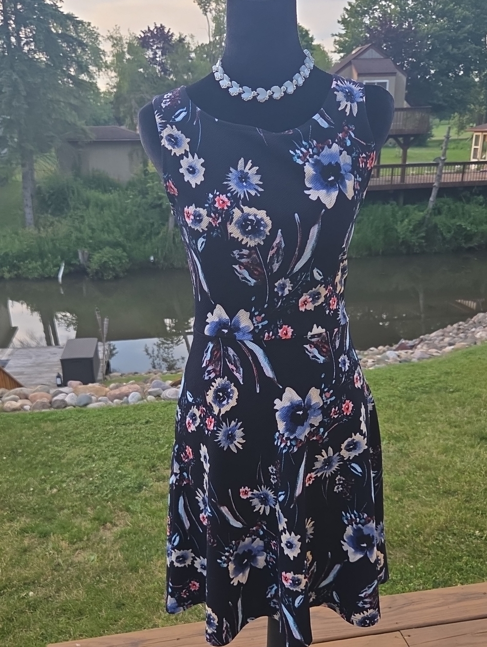 Kaileigh Black Floral Fit & Flare Mini Dress